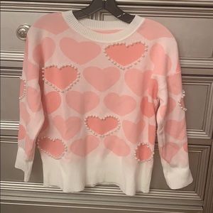Heart sweater with pearl detail